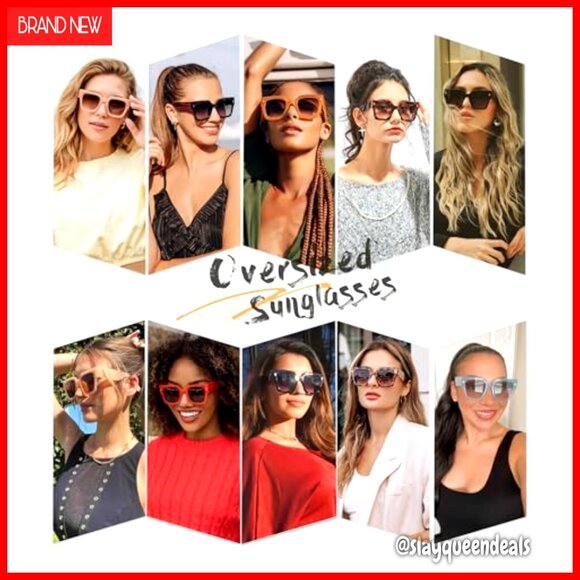 Oversized Square Sunglasses, UV400 Protection, Retro Vintage Style main image 7